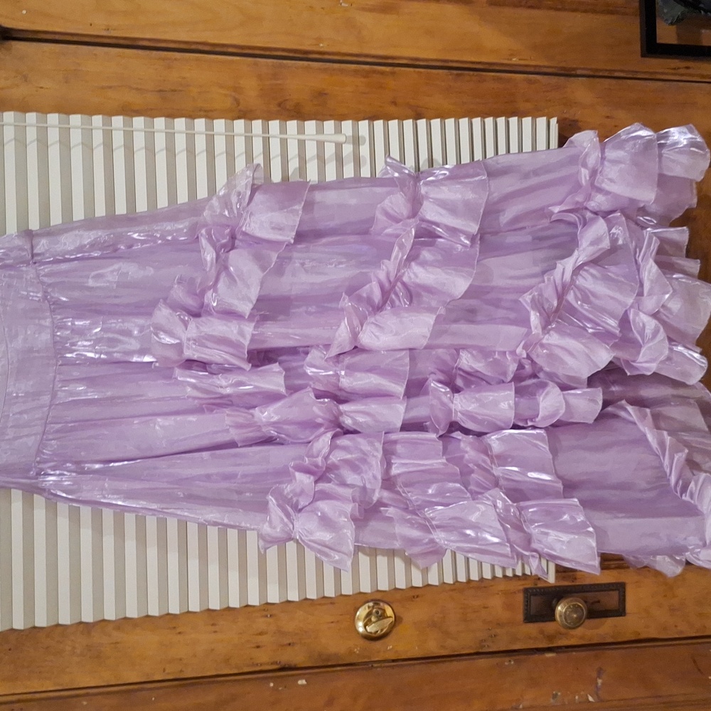 Free People Anthropologie Lilac Ruffled Maxi Skirt Sz M